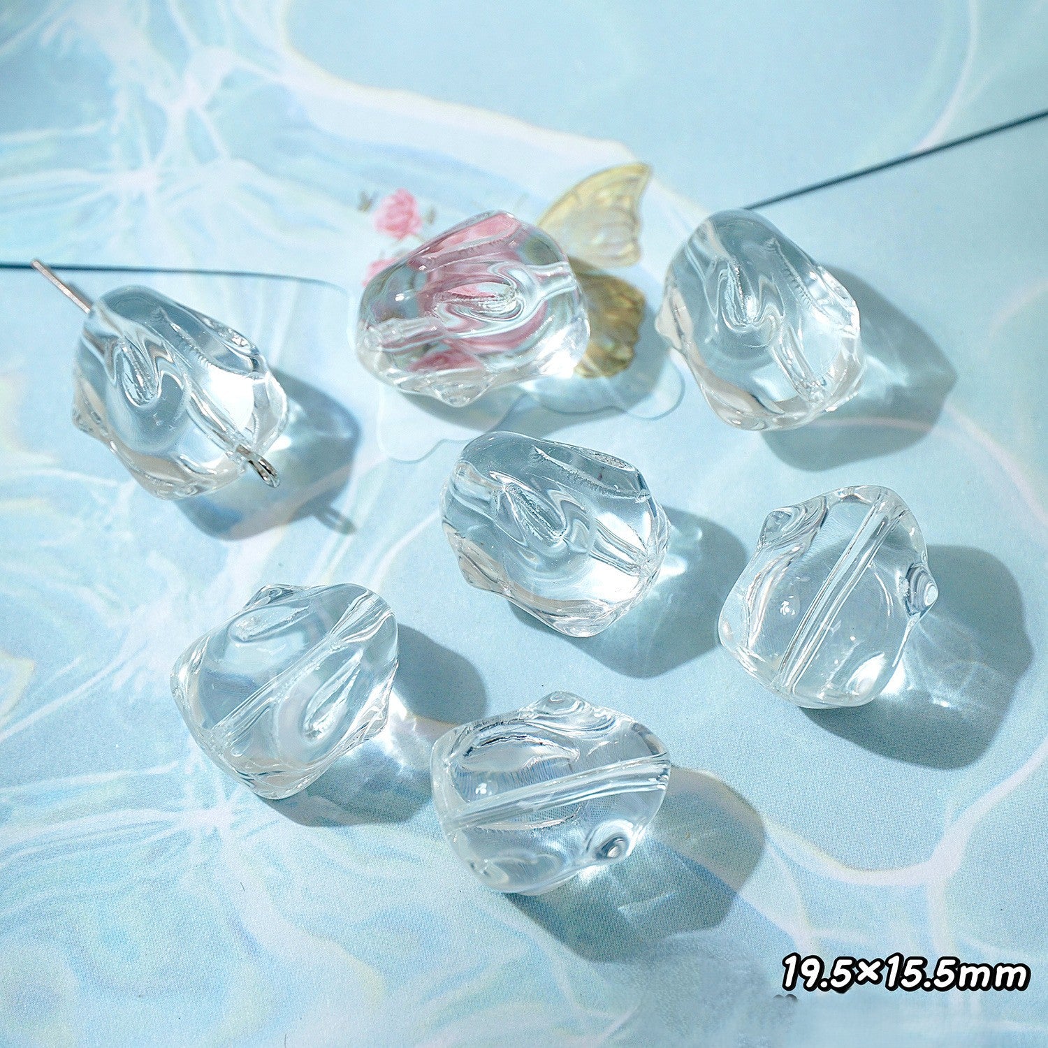 (50pcs)White Crystal Imitation Double-Pointed Irregular Glass Beads