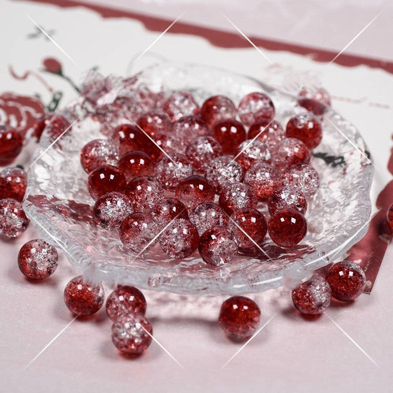 (200pcs)8/10mm Ice Crack Burst Crystal Glass Round Beads