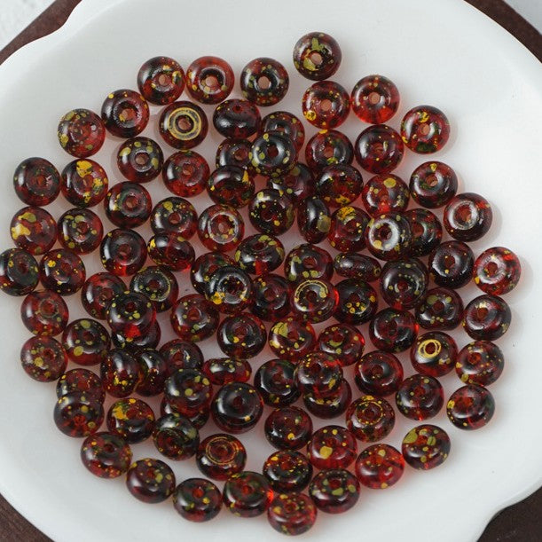 (100pcs)3x6mm Picasso Abacus Beads - Vintage Glass Seed Beads