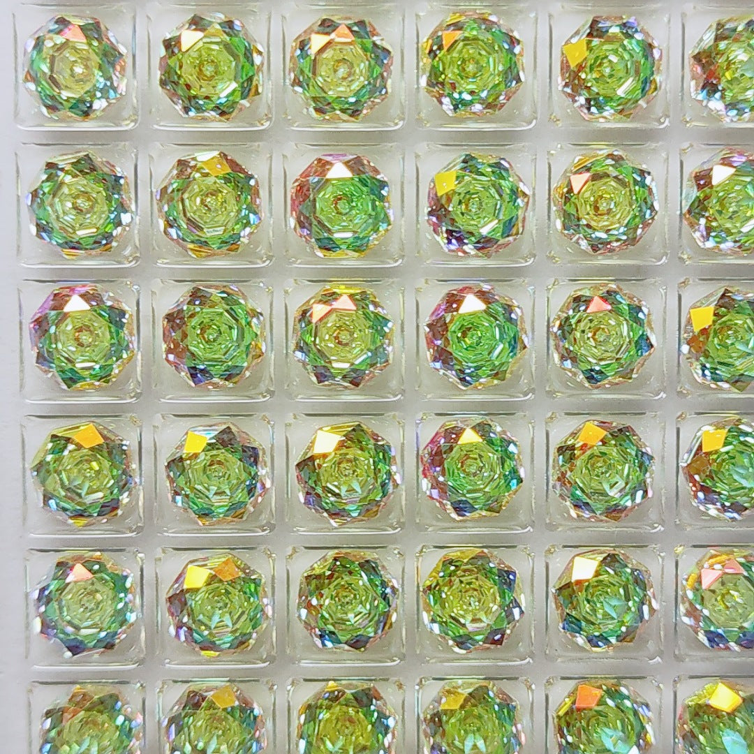 5A 6-8mm Octagonal Coated Sandwich Rose Cut Loose CZ Stone - 2pcs