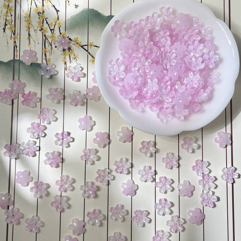(50pcs)10mm 3D Sakura Flower Glass Beads