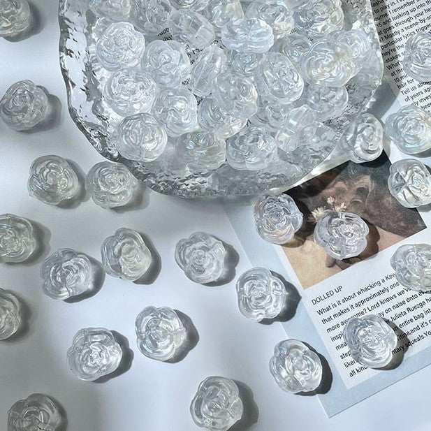 (50pcs)12mm Glass Rose Beads