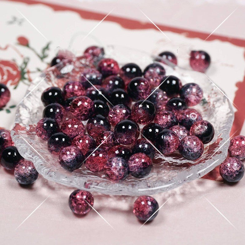 (200pcs)8/10mm Ice Crack Burst Crystal Glass Round Beads