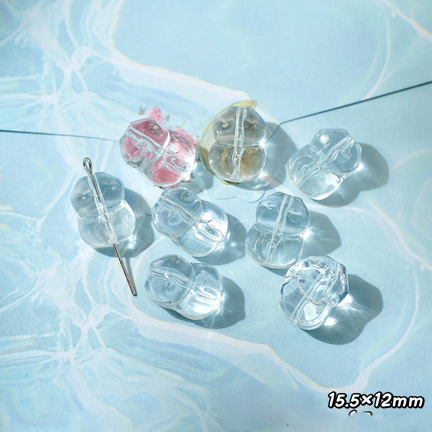 (50pcs)White Crystal Imitation Double-Pointed Irregular Glass Beads