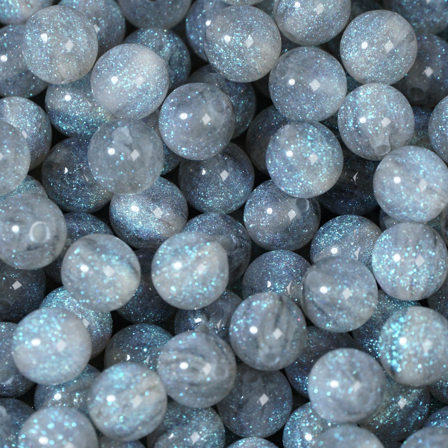 (50pcs)6/8/10/12/16/20mm Starry Mermaid Iridescent Resin Round Beads