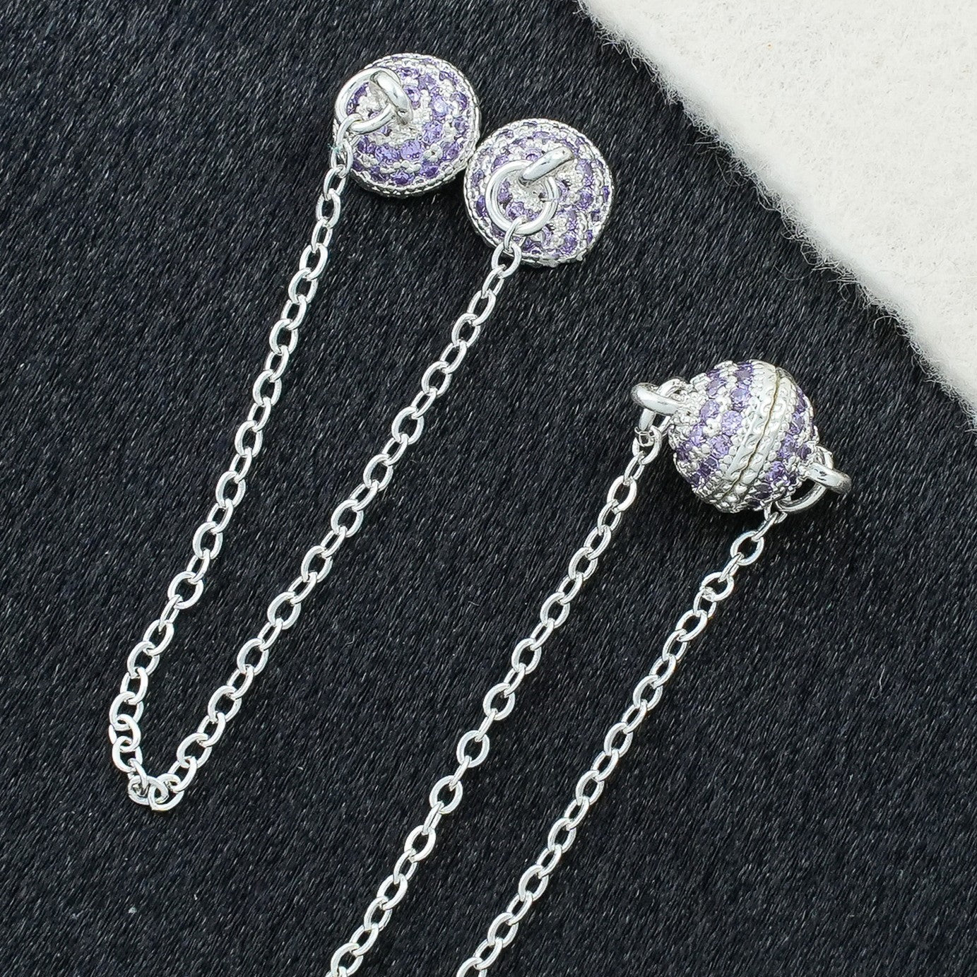 Crystal Ball Magnetic Clasp with Extension Chain