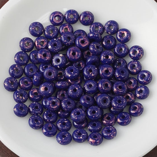(100pcs)3x6mm Picasso Abacus Beads - Vintage Glass Seed Beads