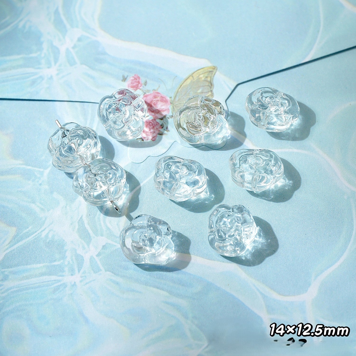(50pcs)White Crystal Imitation Double-Pointed Irregular Glass Beads