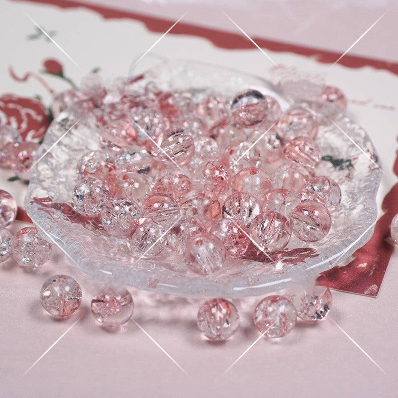 (200pcs)8/10mm Ice Crack Burst Crystal Glass Round Beads