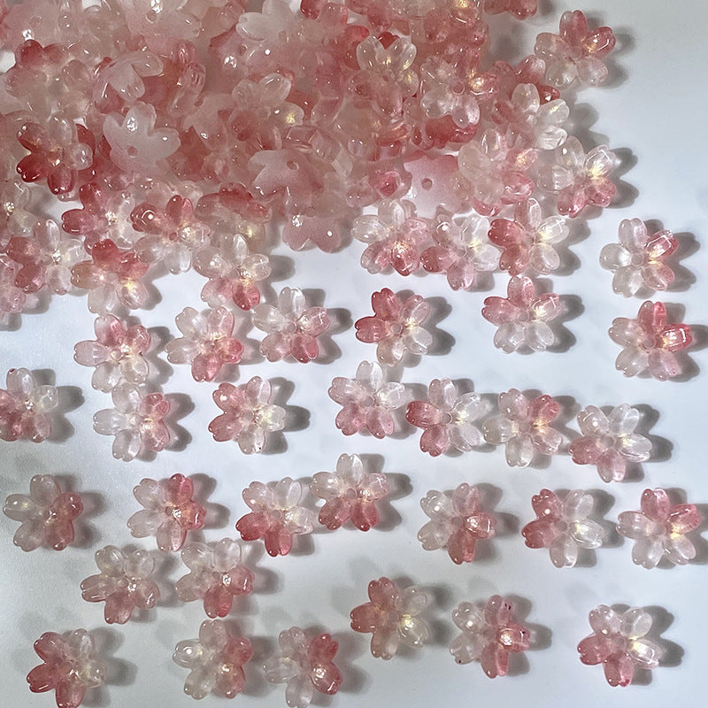 (50pcs)10mm 3D Sakura Flower Glass Beads