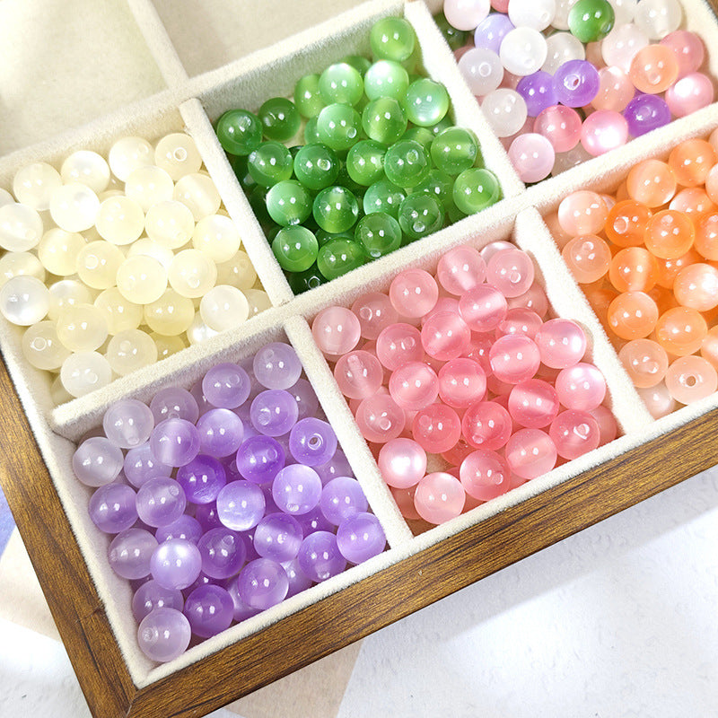 (50pcs)10mm Light-Sensitive Cat's Eye Resin Round Beads