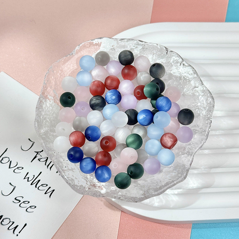 (100pcs)8mm Matte Resin Cat's Eye Round Beads ¨C Frosted Candy Series