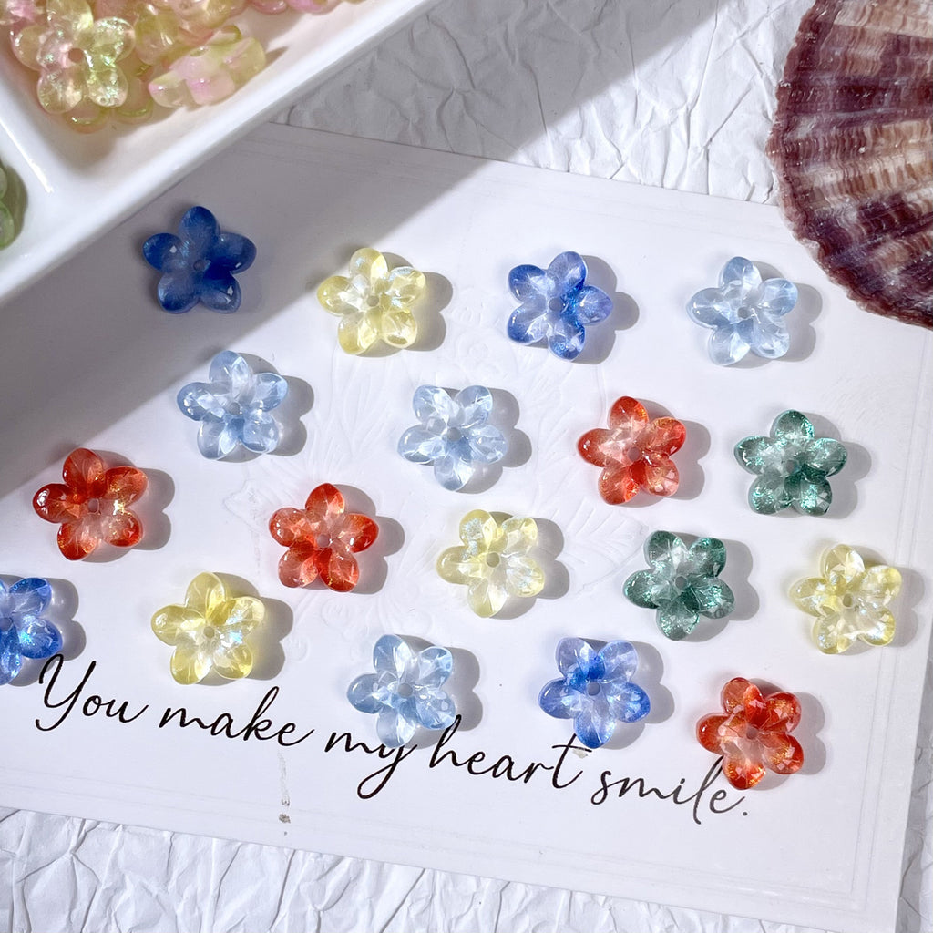 (50pcs)10mm Five-Leaf Flower Glass Petals