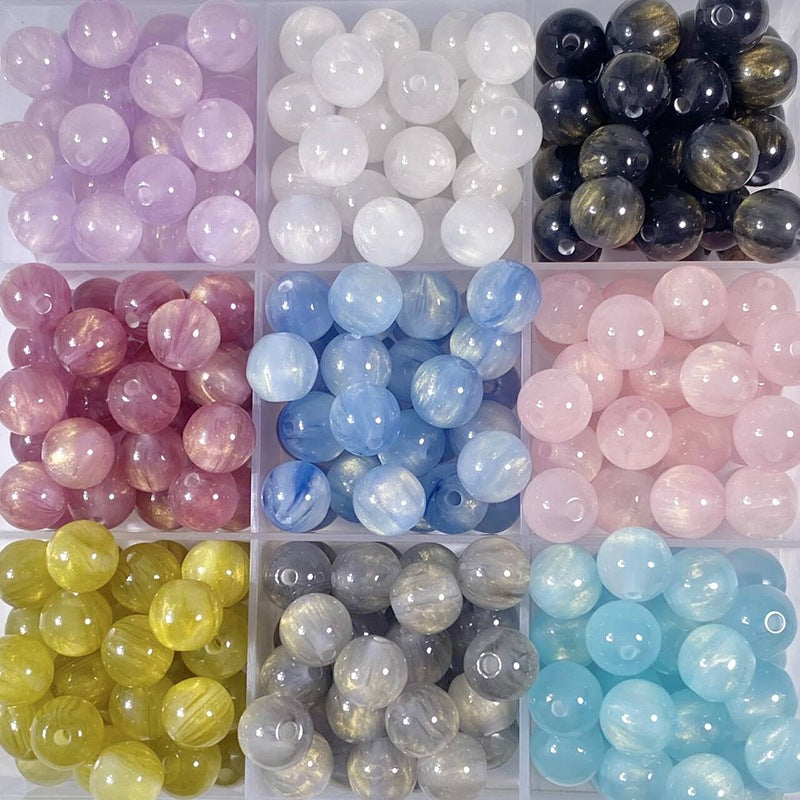 (50pcs)8/10/12/16MM Gilded Resin Beads- Oil-Painted Hues