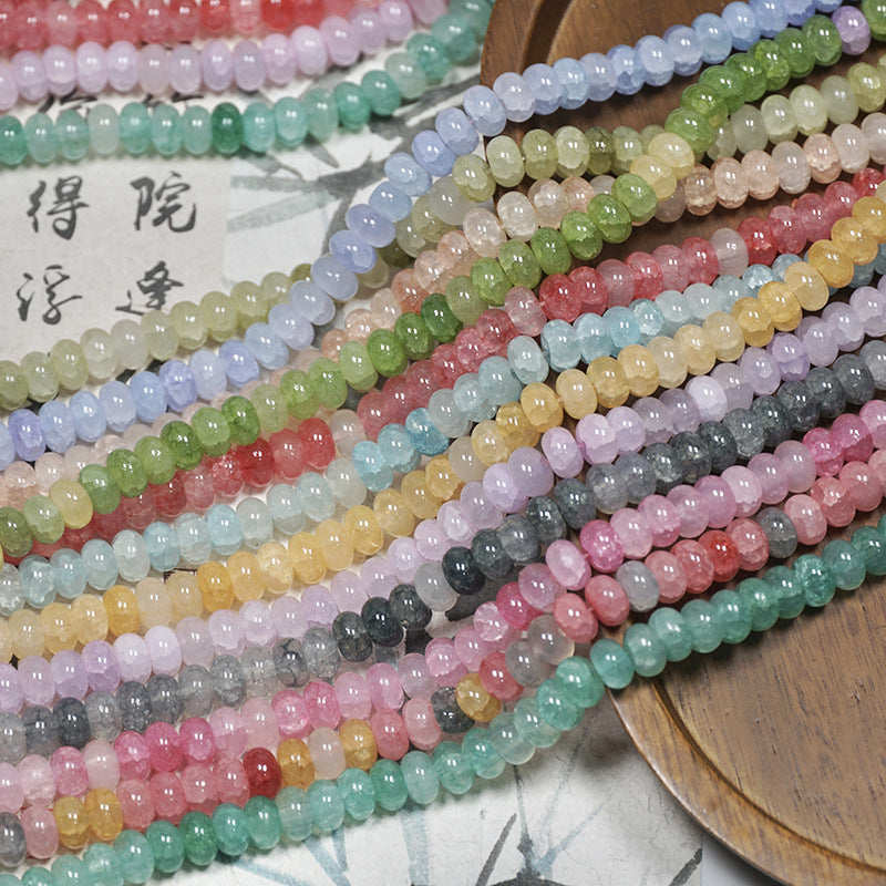 (50pcs)4x8mm Jade Crack Abacus Glass Beads - C Water-Dyed Series