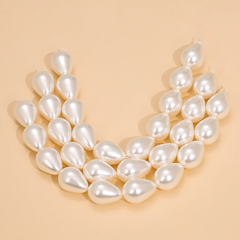 (20pcs)High-Luster Oval Imitation Pearl Drop Bead - Creamy White