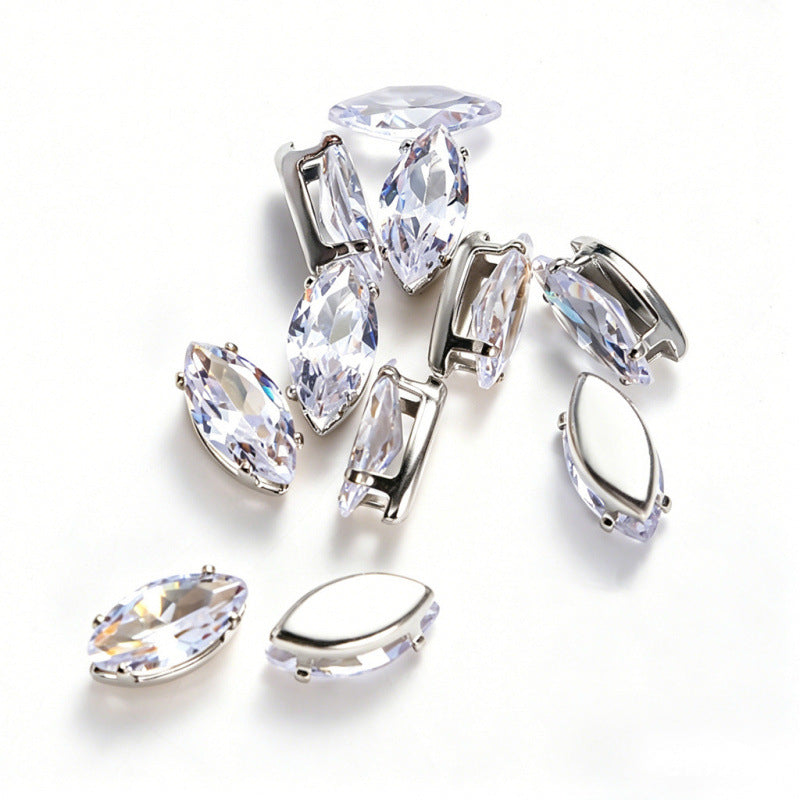 (50pcs)5x10mm 4-prong Marquise Prong-set CZs Zirconia