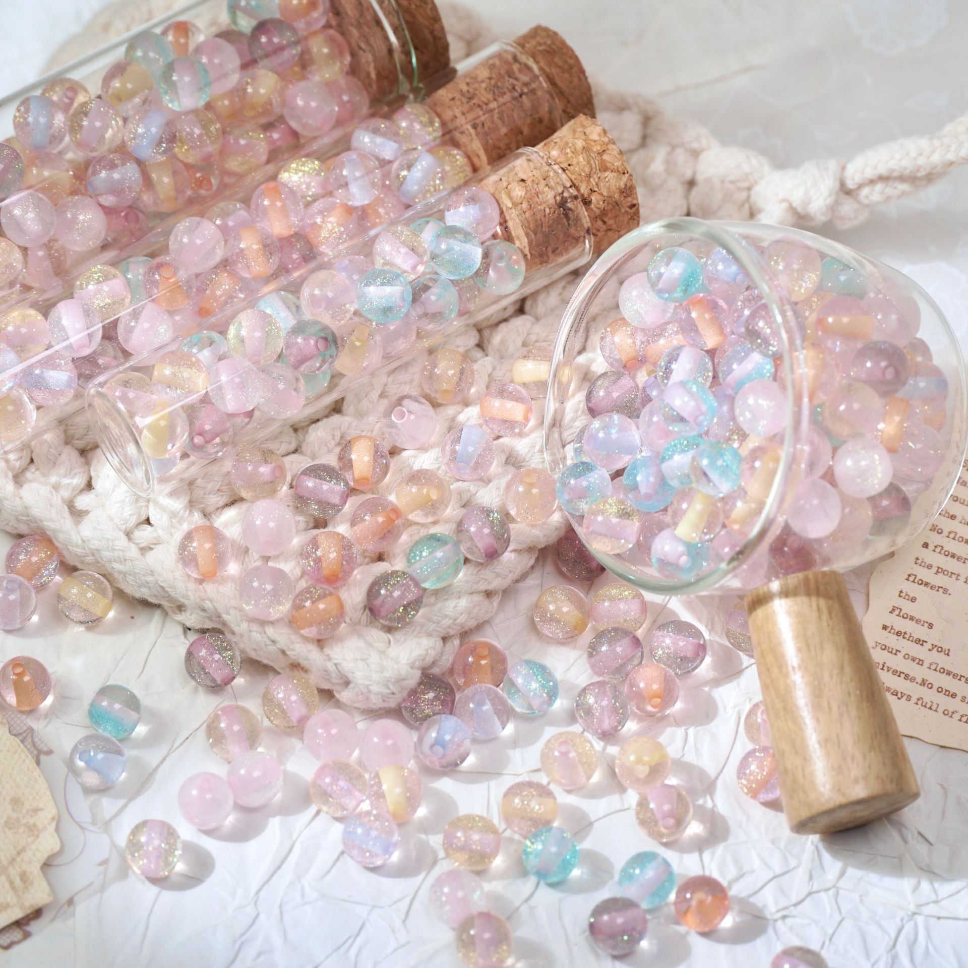 (50pcs) 8mm Resin Sugar-Coated Beads ¨C Starry Fine Sparkle