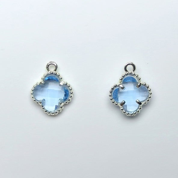 10pcs 12x15mm Crystal Glass Bezel Pendant Four-Leaf Clover Pendant
