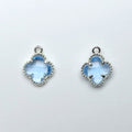 10pcs 12x15mm Crystal Glass Bezel Pendant Four-Leaf Clover Pendant