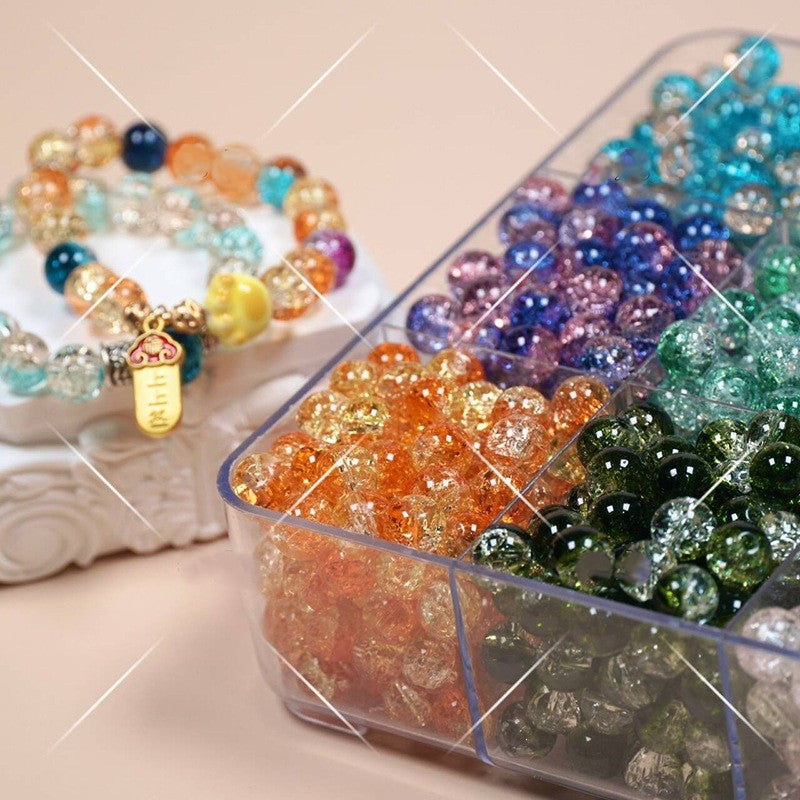 (200pcs)8/10mm Ice Crack Burst Crystal Glass Round Beads