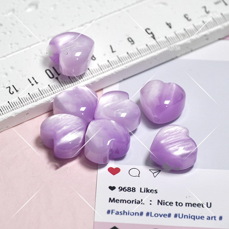 (5pcs)13x20mm Gradient Resin Heart Cat's Eye Beads