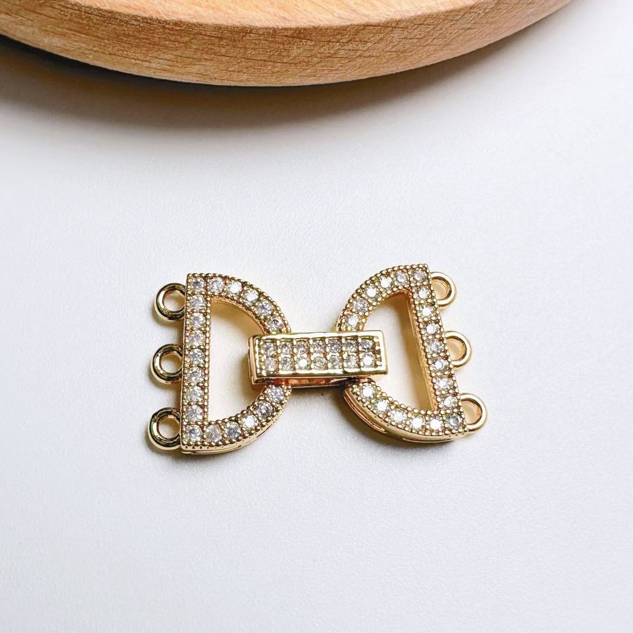 Paved CZ Three-Row CZ Bow Jewelry Clasp