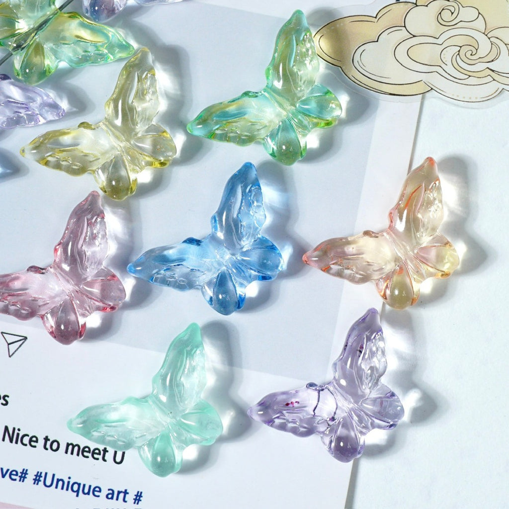 (50pcs)20x30mm Carved Glass Butterfly