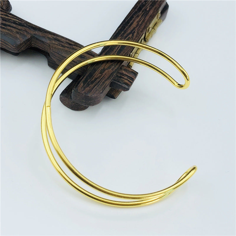 (5pcs)Clamp Bead Wrap Wire Engraved Double-Strand Bangle Frame