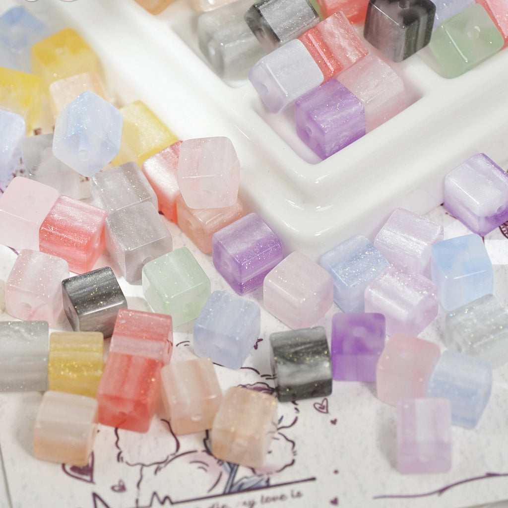 (50pcs)8mm Sugar Cube Light-Sensitive Beads ¨C UV Reactive Resin Beads