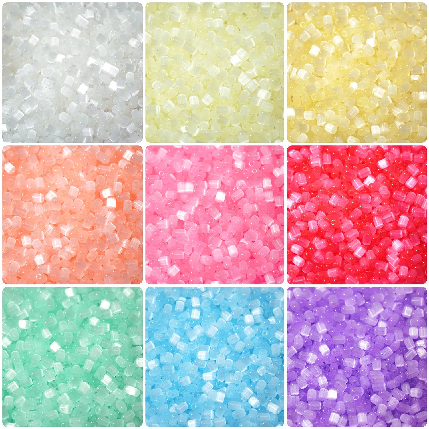 (200pcs)4x6mm Brushed Cat's Eye Date-Shape Glass Seed Beads
