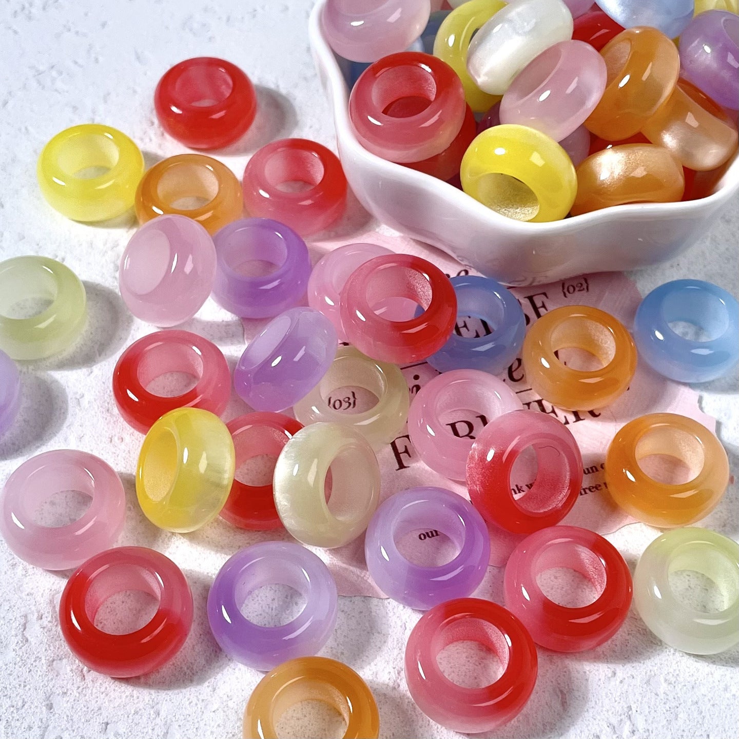 (50pcs)16mm Resin Cat's Eye Sliding Ring ¨C Cellulose Acetate, Jade-Style