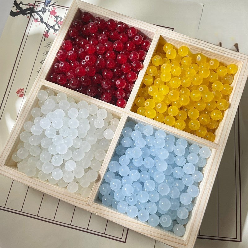 (200pcs)6-12mm Chalcedony Crystal Round Beads - Jade-like Series