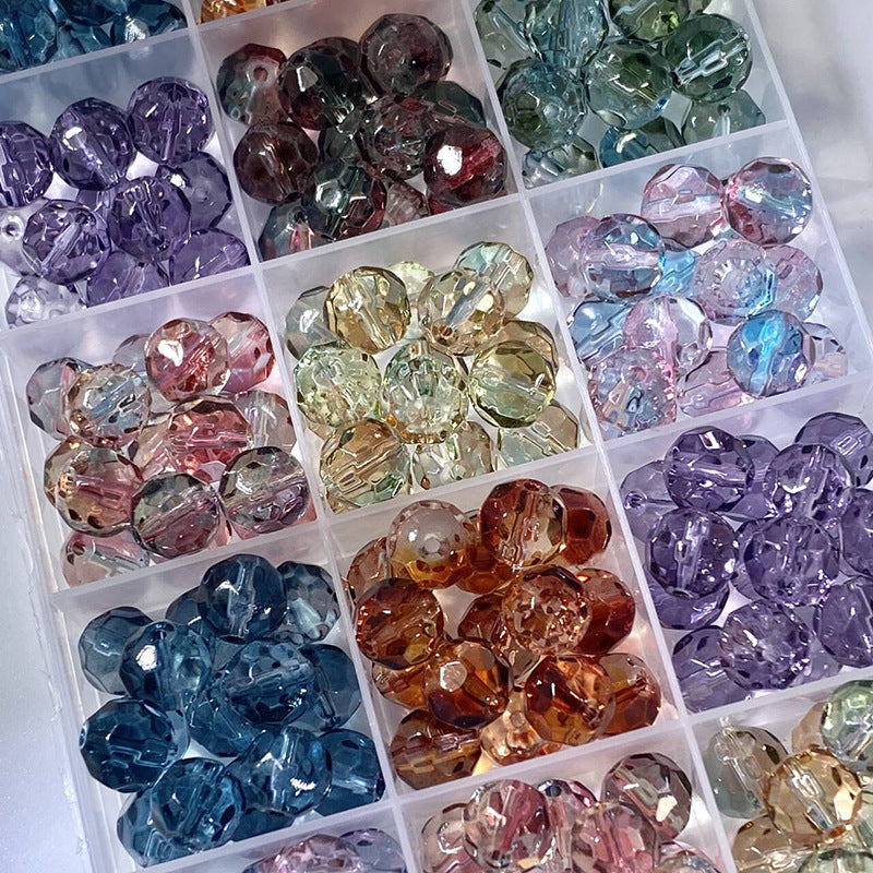 (50pcs)10mm Glass Crystal Irregular Round Beads