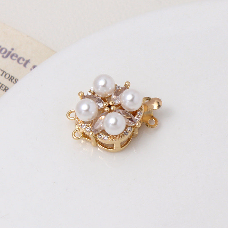 Double CZ Pearl Bracelet Clasp