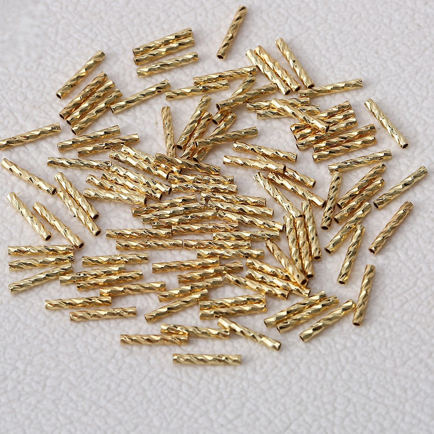 (100pcs)Straight Textured Tube Bar Beads