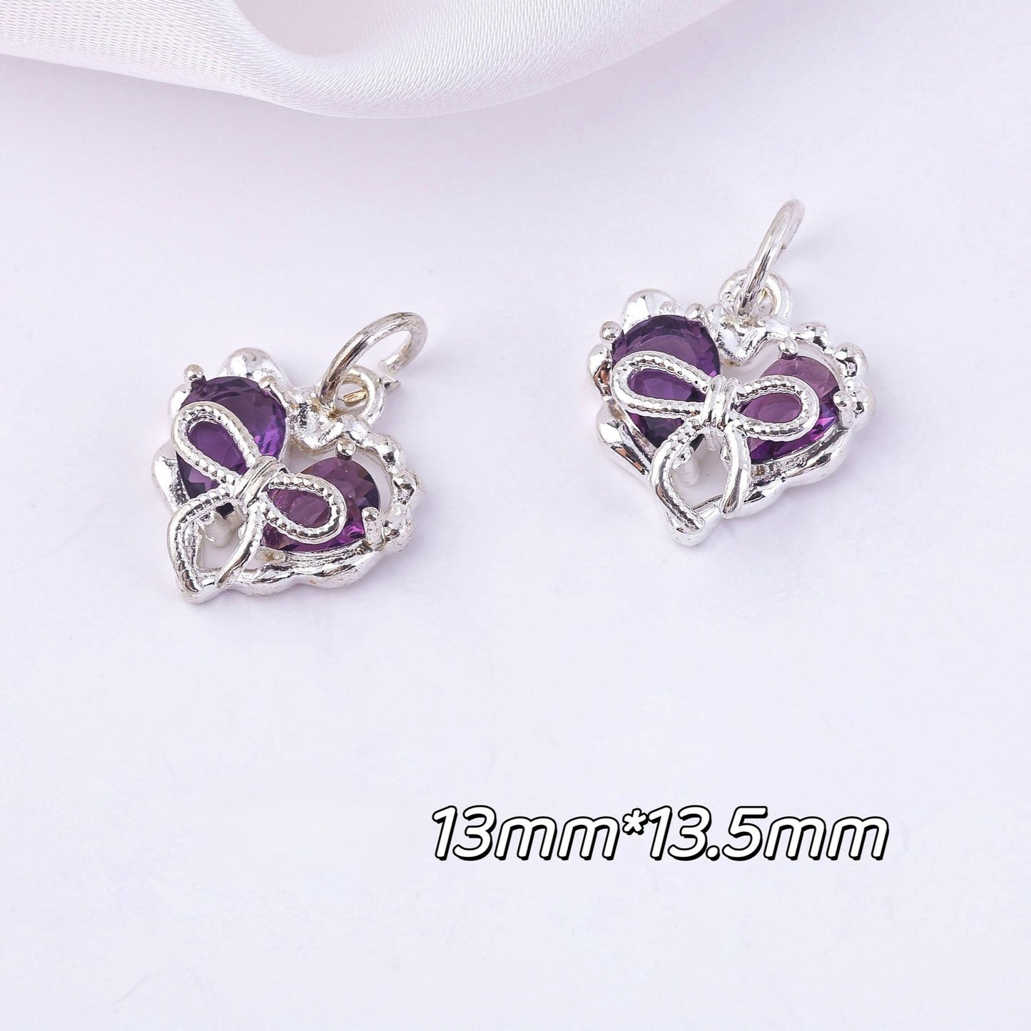 (5pcs)Micro-Set Cubic Zirconia Bowknot Pendants