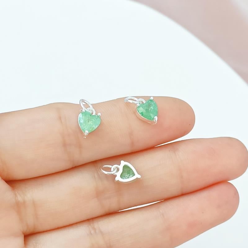 10pcs Micro-Paved CZ Crushed Ice Heart Pendant