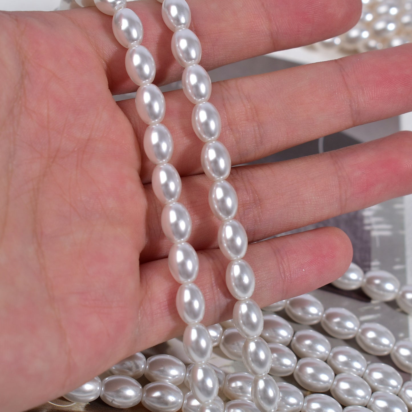 Crystal Oval Pearls, Full-Drilled Beads