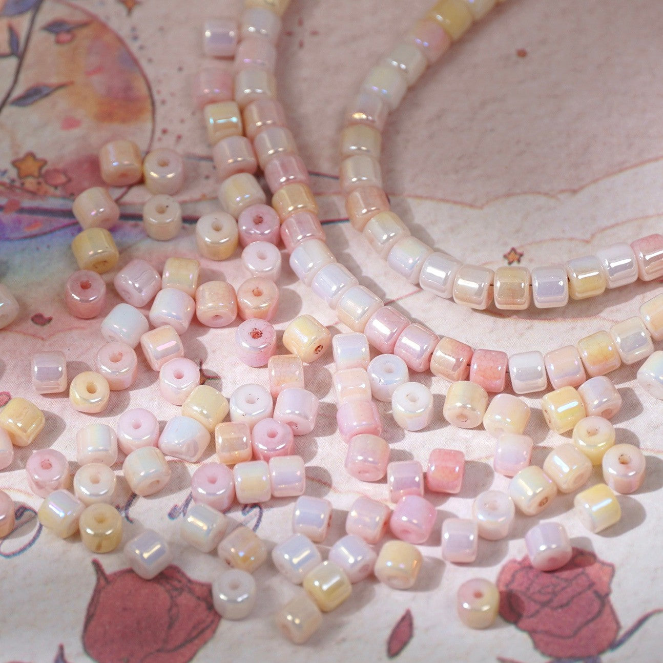 (100pcs)4mm Crystal Porcelain Effect Glass Barrel Beads