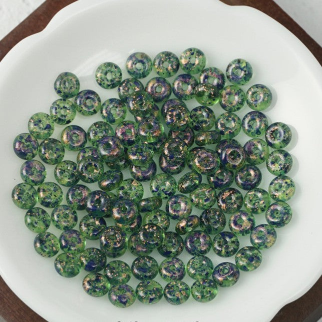 (100pcs)3x6mm Picasso Abacus Beads - Vintage Glass Seed Beads