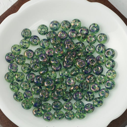 (100pcs)3x6mm Picasso Abacus Beads - Vintage Glass Seed Beads