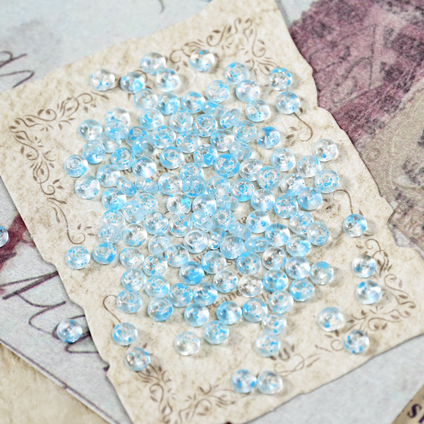 (160pcs)2x4mm Picasso Abacus Beads - Vintage Glass Seed Beads