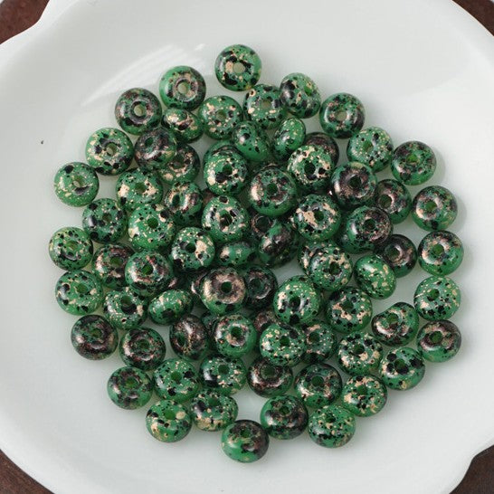 (100pcs)3x6mm Picasso Abacus Beads - Vintage Glass Seed Beads