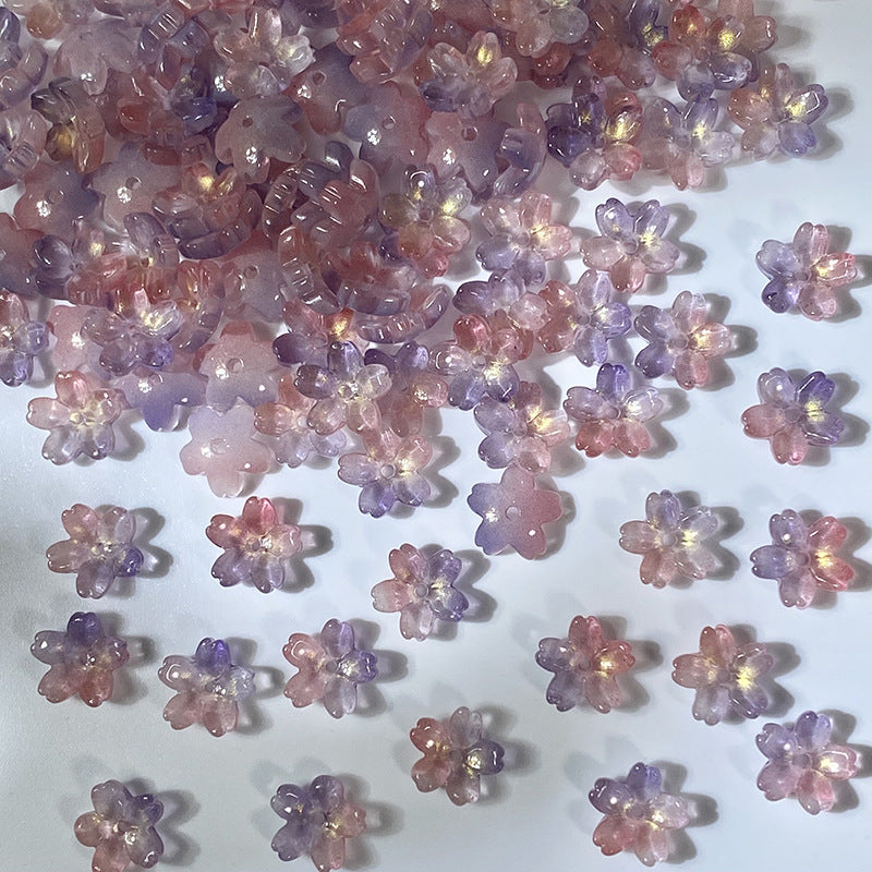 (50pcs)10mm 3D Sakura Flower Glass Beads