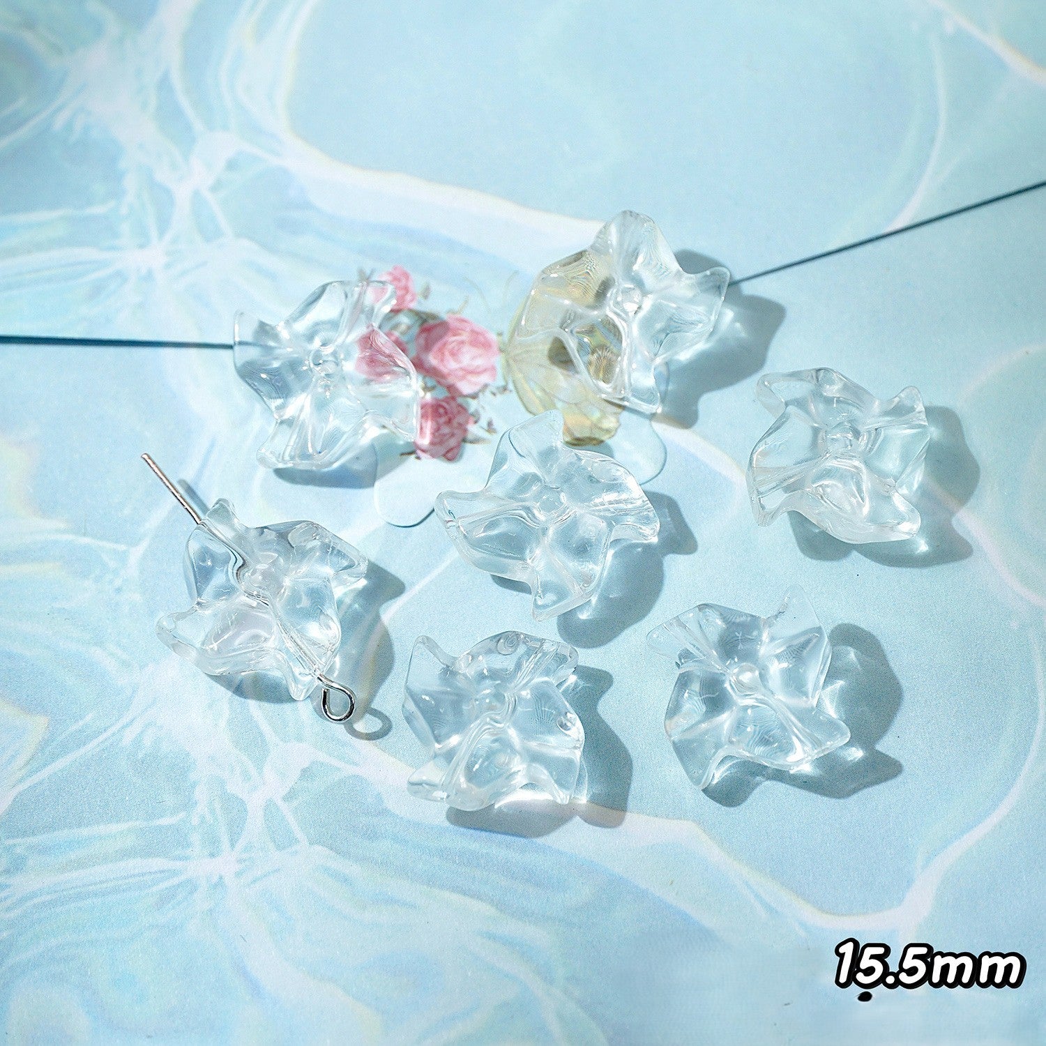 (50pcs)White Crystal Imitation Double-Pointed Irregular Glass Beads