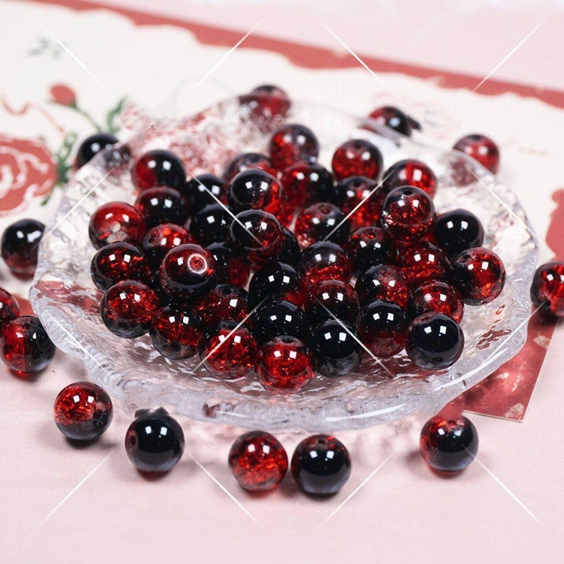 (200pcs)8/10mm Ice Crack Burst Crystal Glass Round Beads