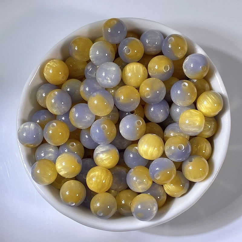 (50pcs)8/10/12/16MM Gilded Resin Beads- Oil-Painted Hues