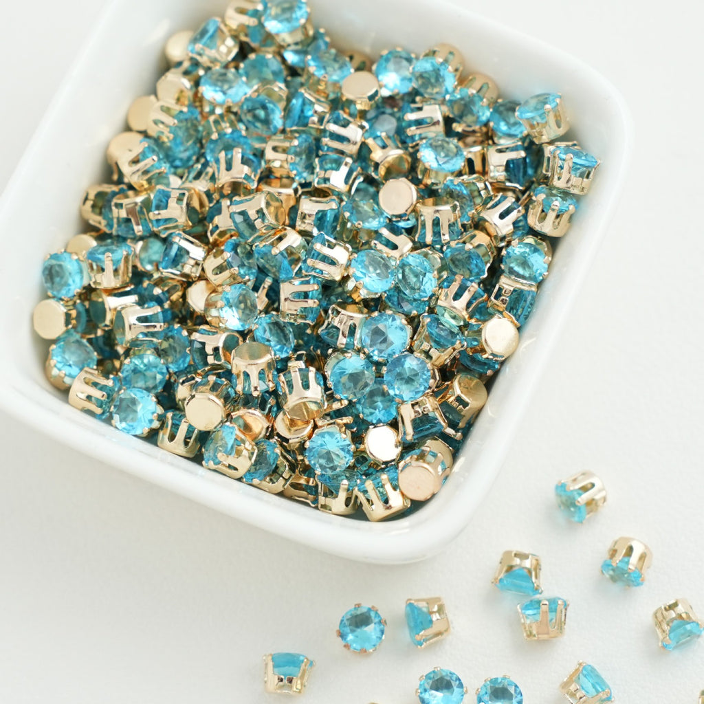 (30pcs)3MM Round Gold Base Prong-set CZs