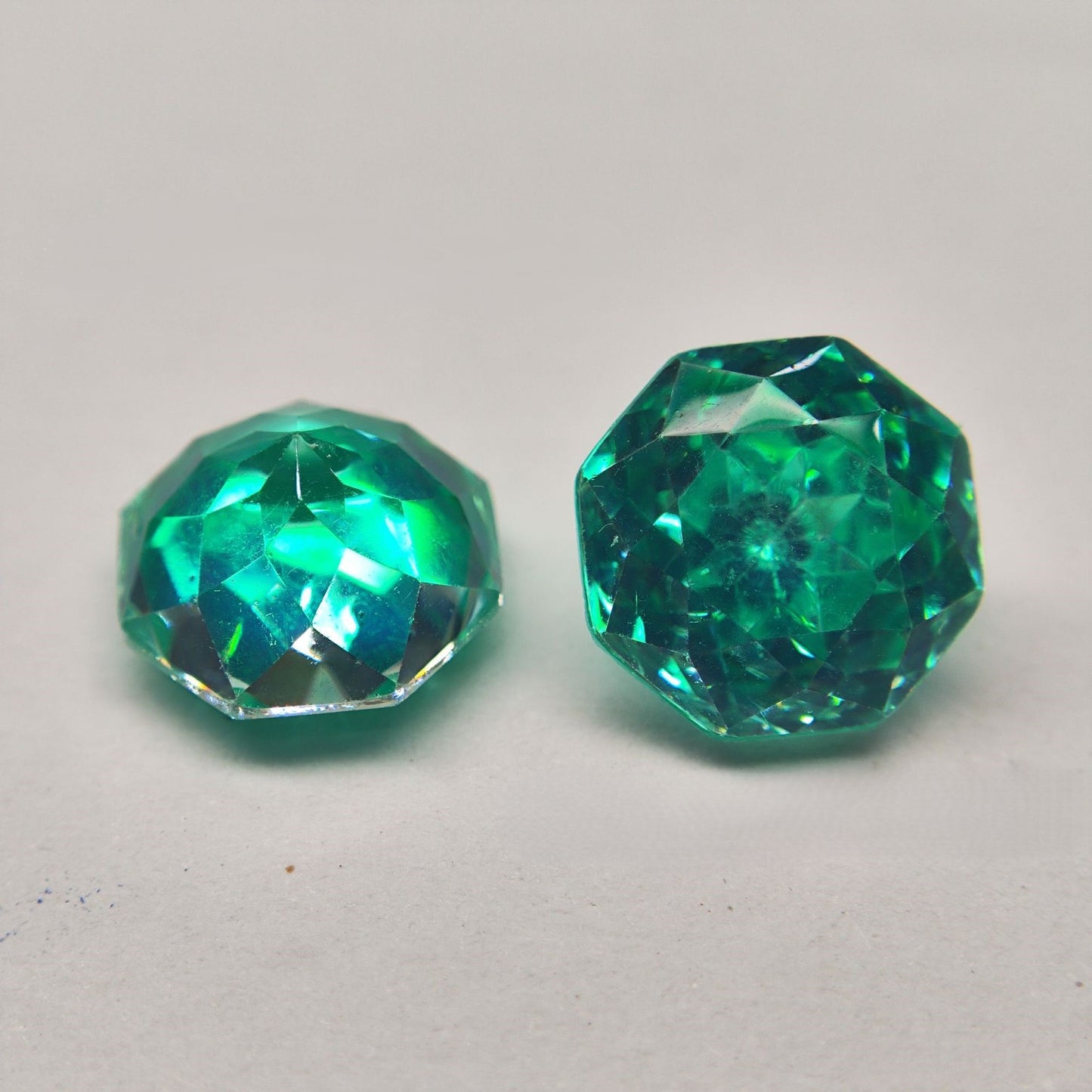 5A 6-8mm Octagonal Coated Sandwich Rose Cut Loose CZ Stone - 2pcs